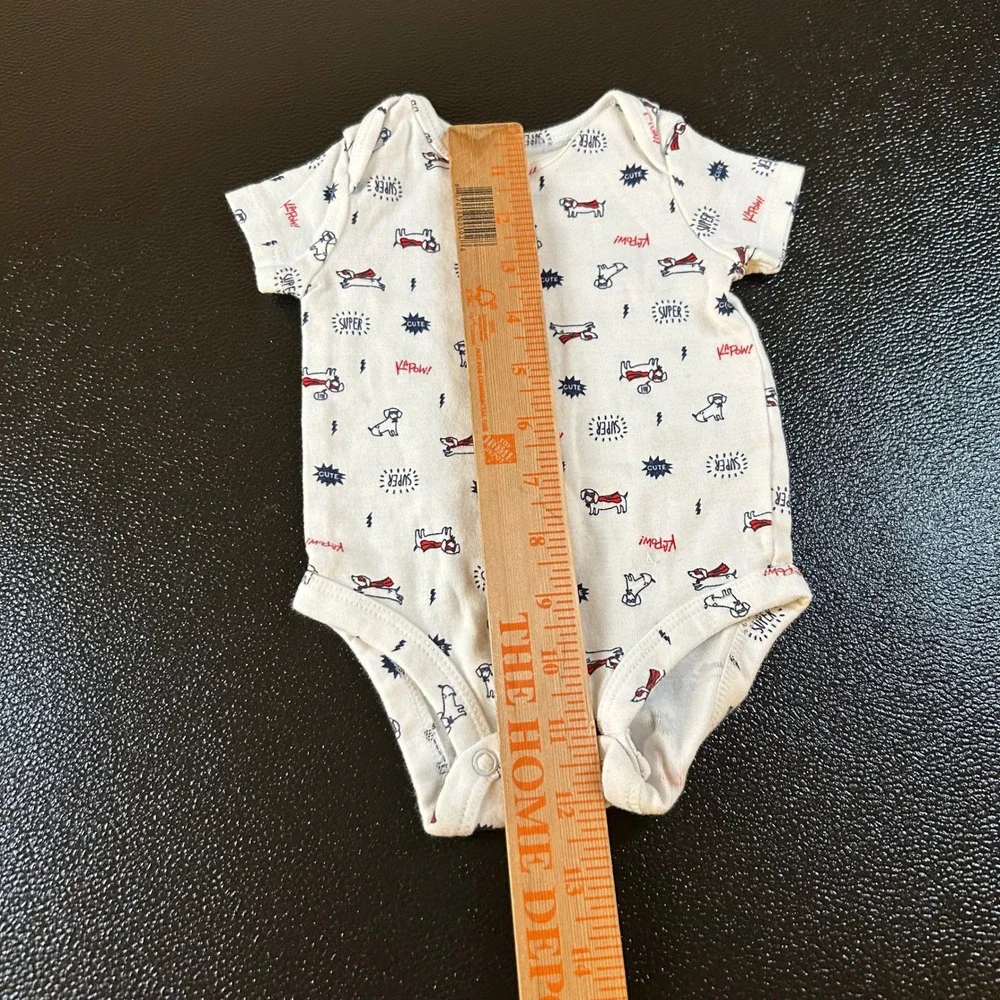 Carters Super Hero Dog Bodysuit Cute Graphic Print Short Sleeve Baby Size3‎ M